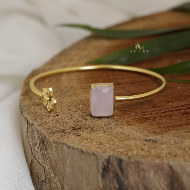 Narvia Flower And Rectangle Glossy Bangle