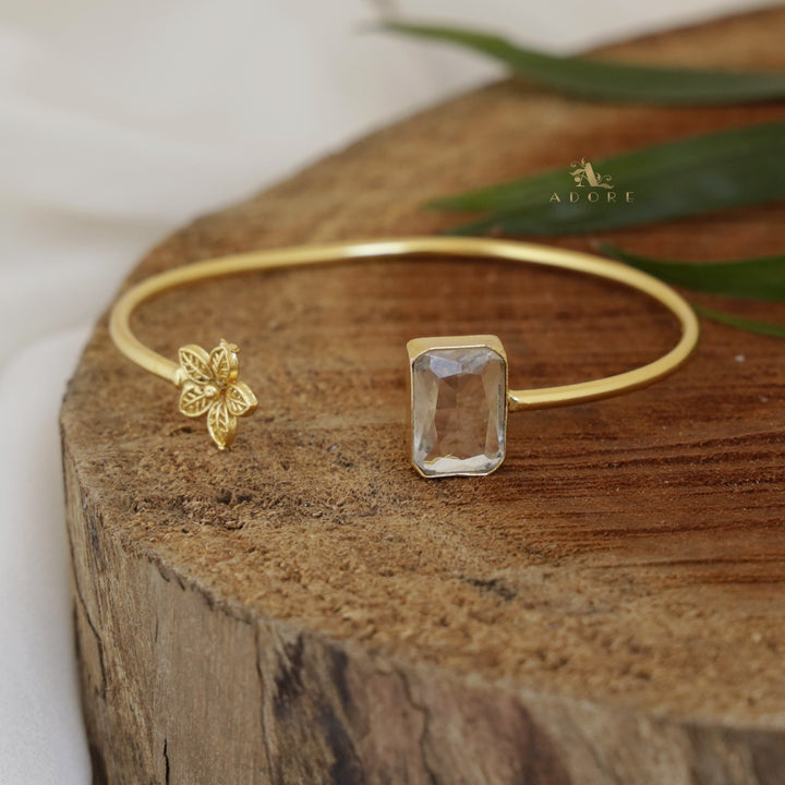 Narvia Flower And Rectangle Glossy Bangle