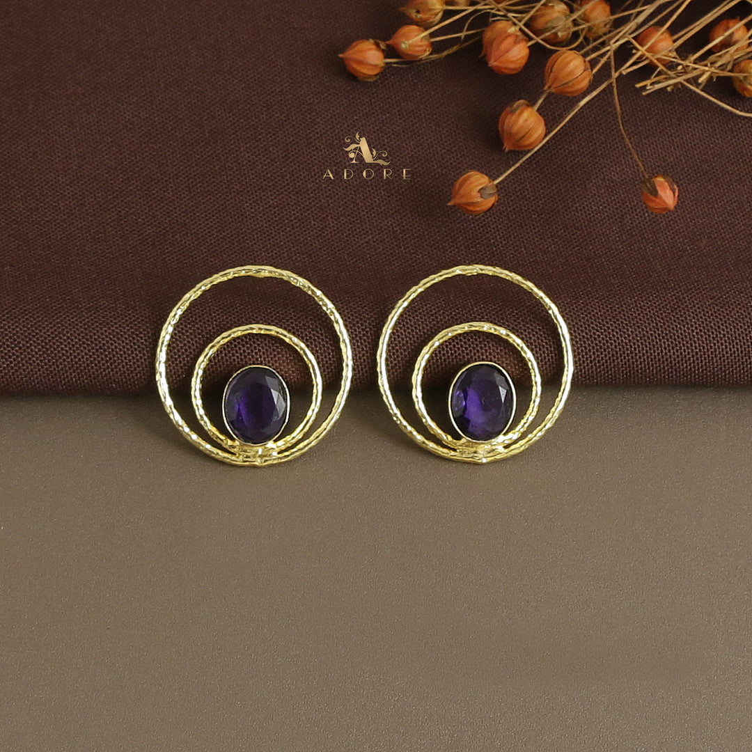 Brynna Textured Circle Glossy  Earring