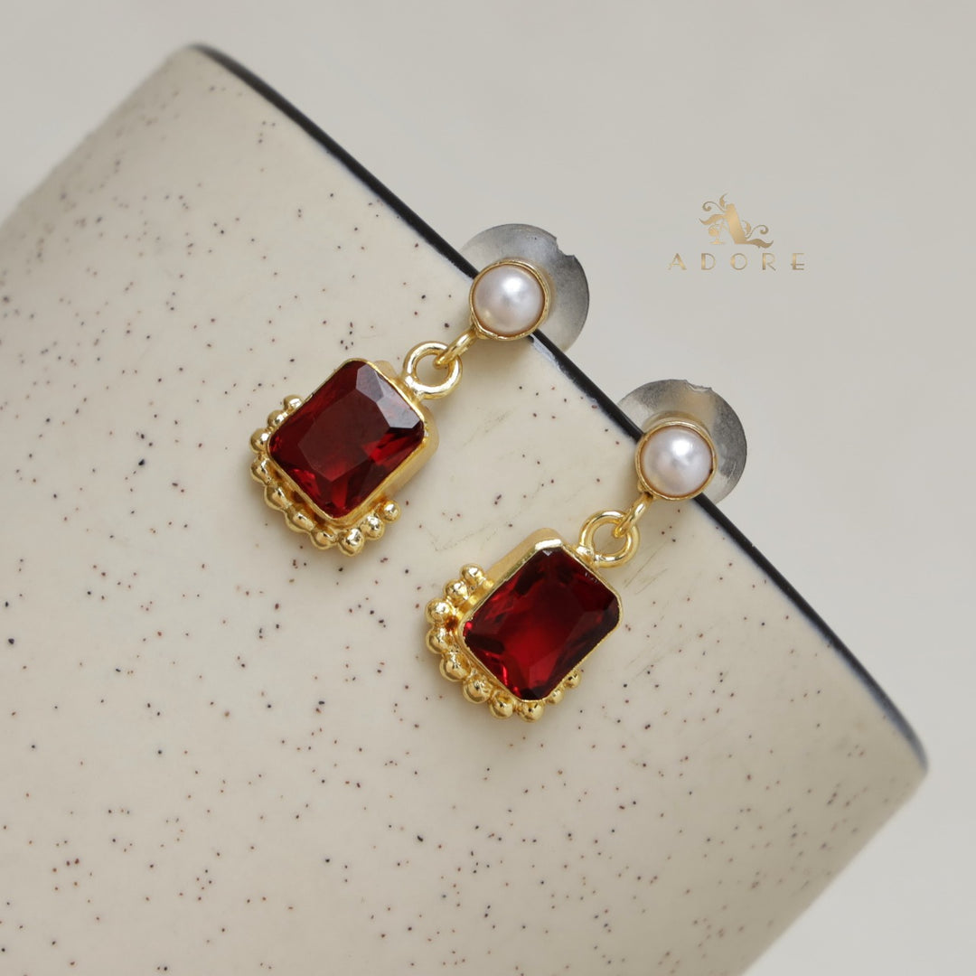 Riba Rectangle Glossy Pearl Earring