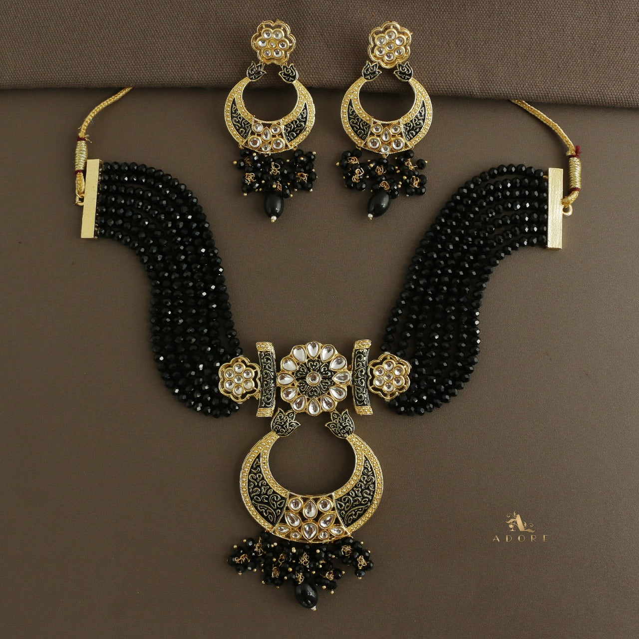 Aarunya Meenakari Kundan Neckpiece With Earring