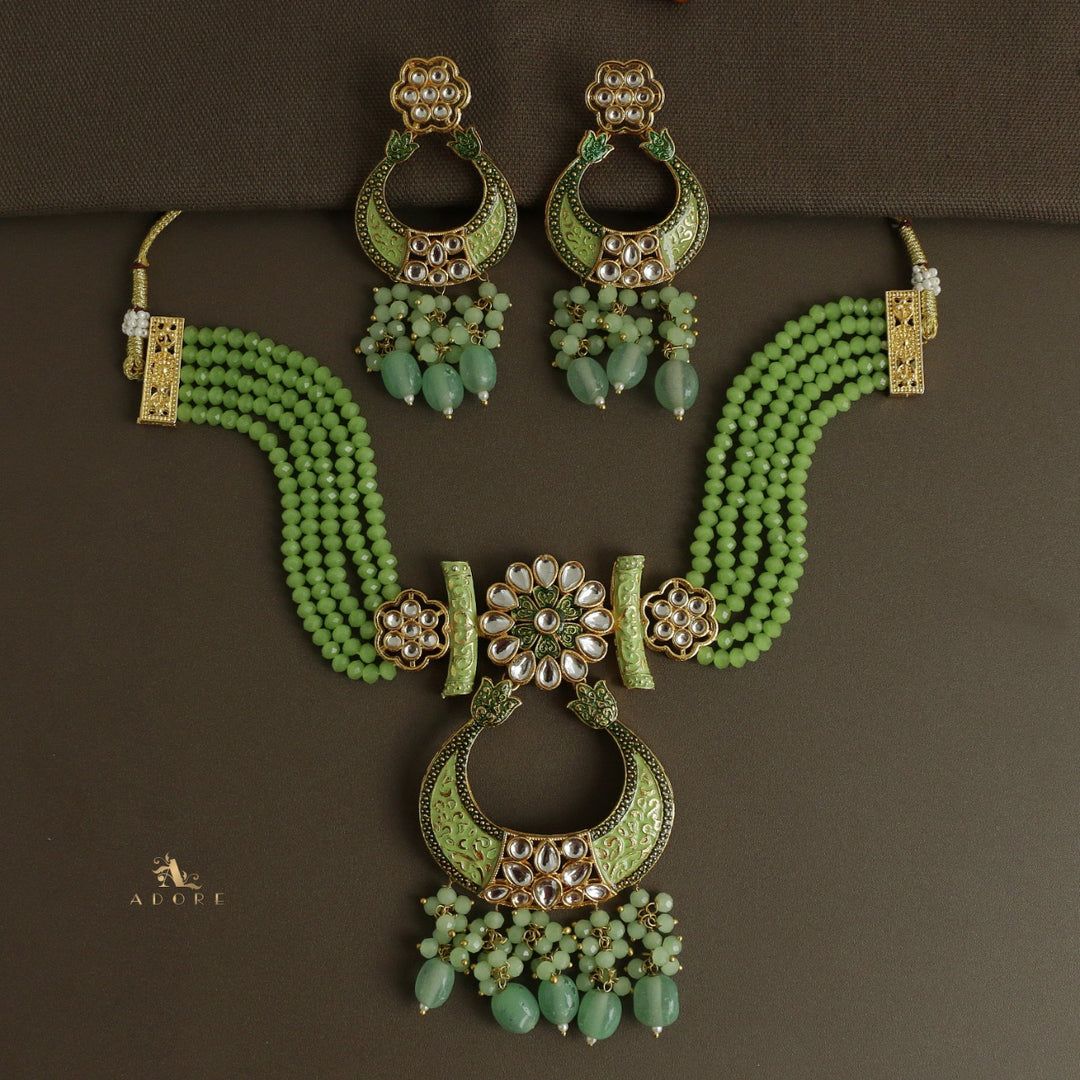 Aarunya Meenakari Kundan Neckpiece With Earring
