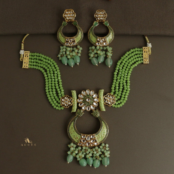 Aarunya Meenakari Kundan Neckpiece With Earring