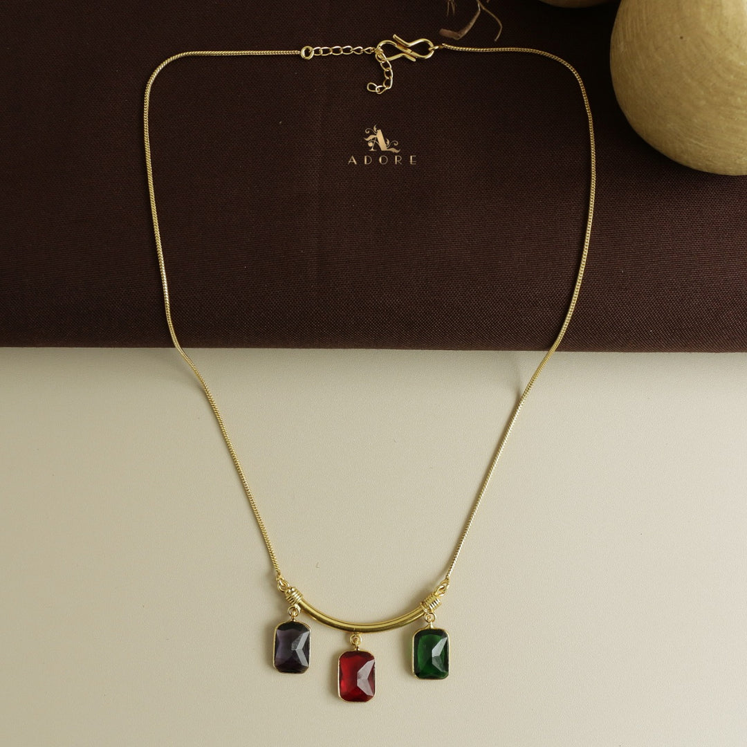 Multicolour Amba 3 Glossy Rectangular Neckpiece