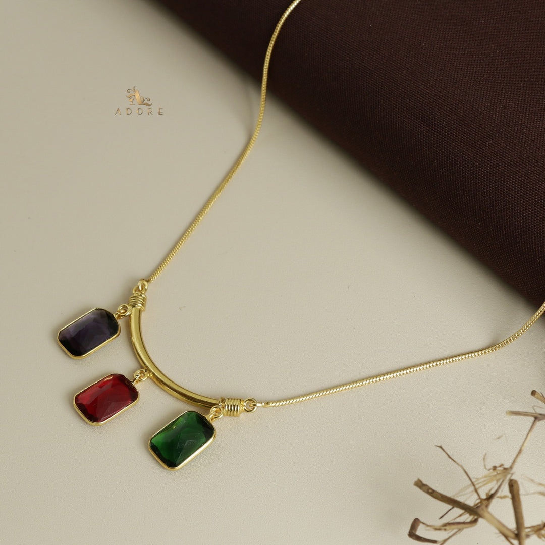 Multicolour Amba 3 Glossy Rectangular Neckpiece