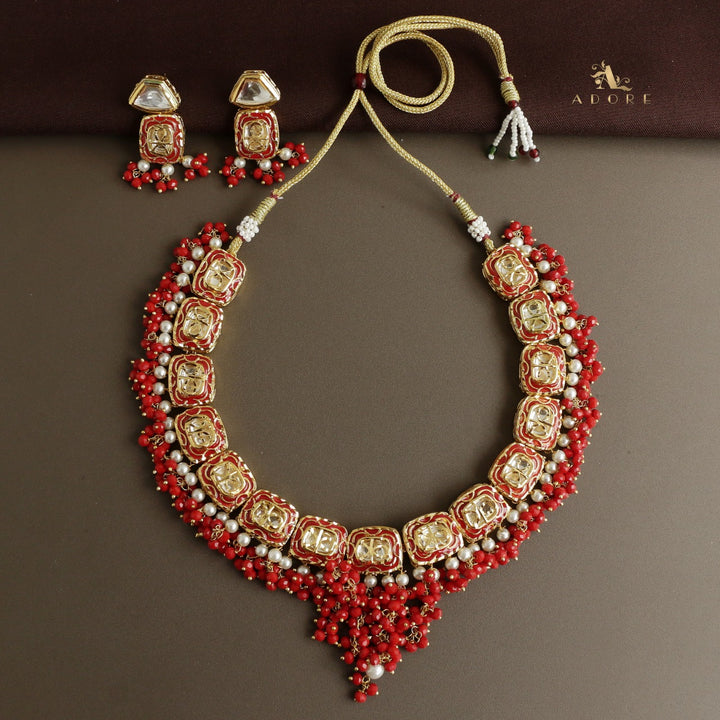 Vyusti Polki Kundan Neckpiece With Earring