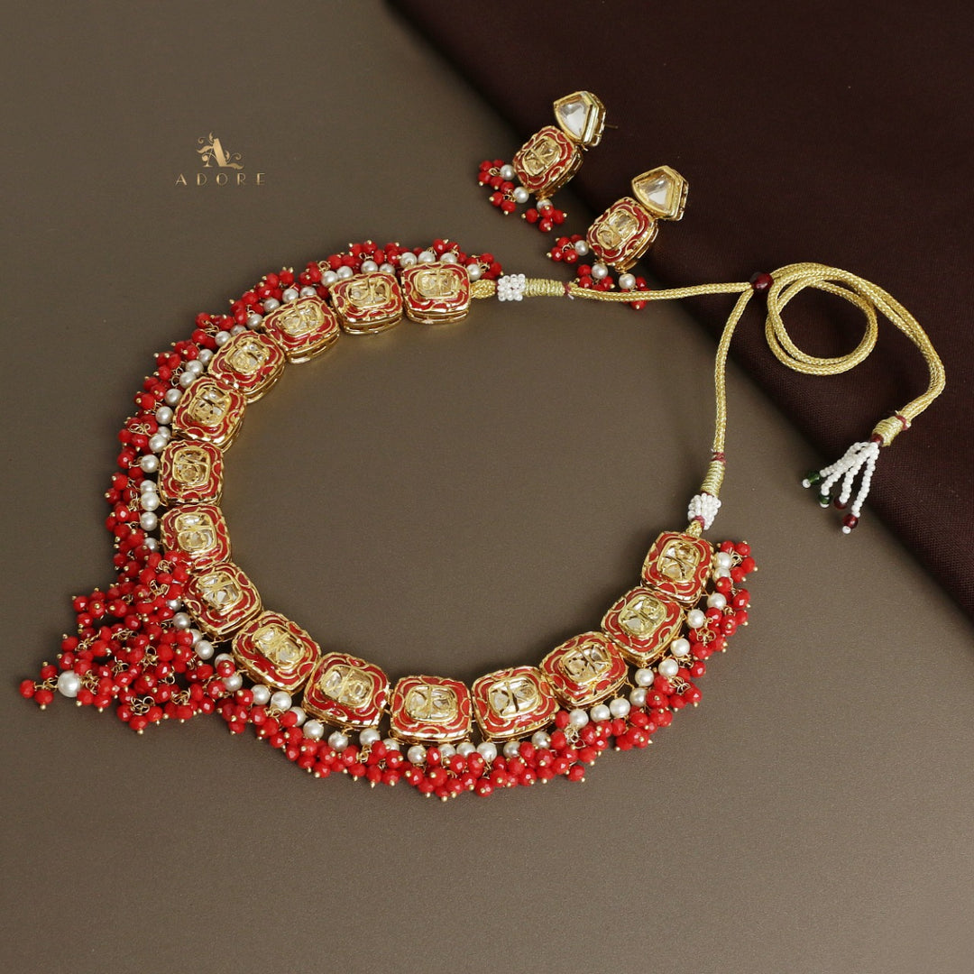 Vyusti Polki Kundan Neckpiece With Earring