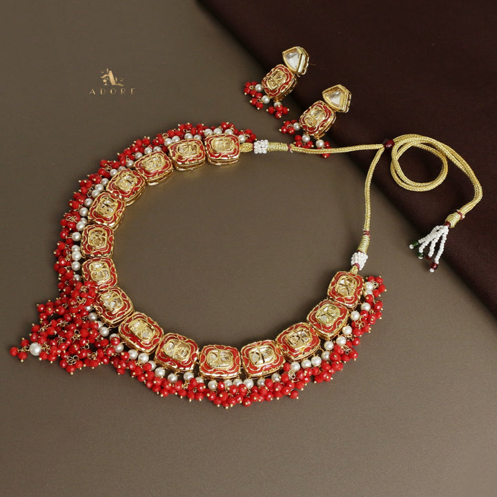 Vyusti Polki Kundan Neckpiece With Earring