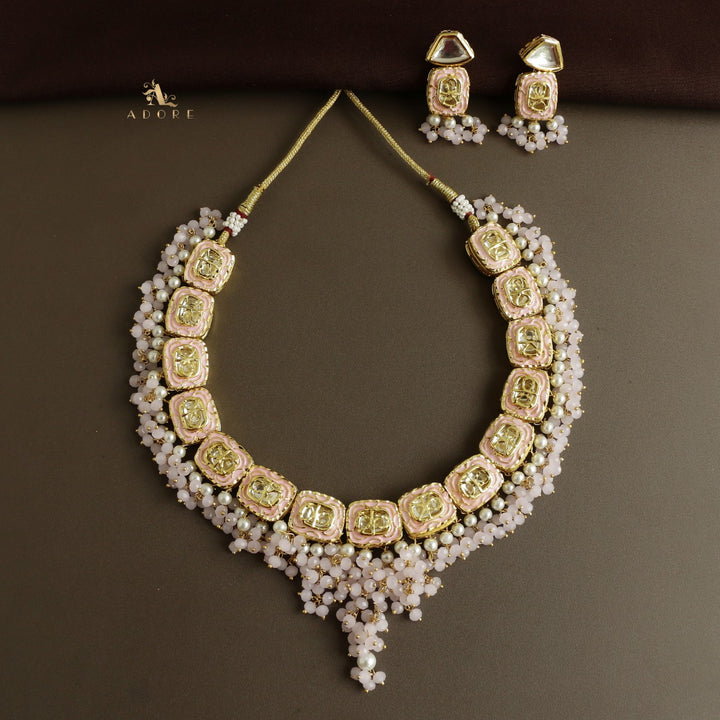Vyusti Polki Kundan Neckpiece With Earring