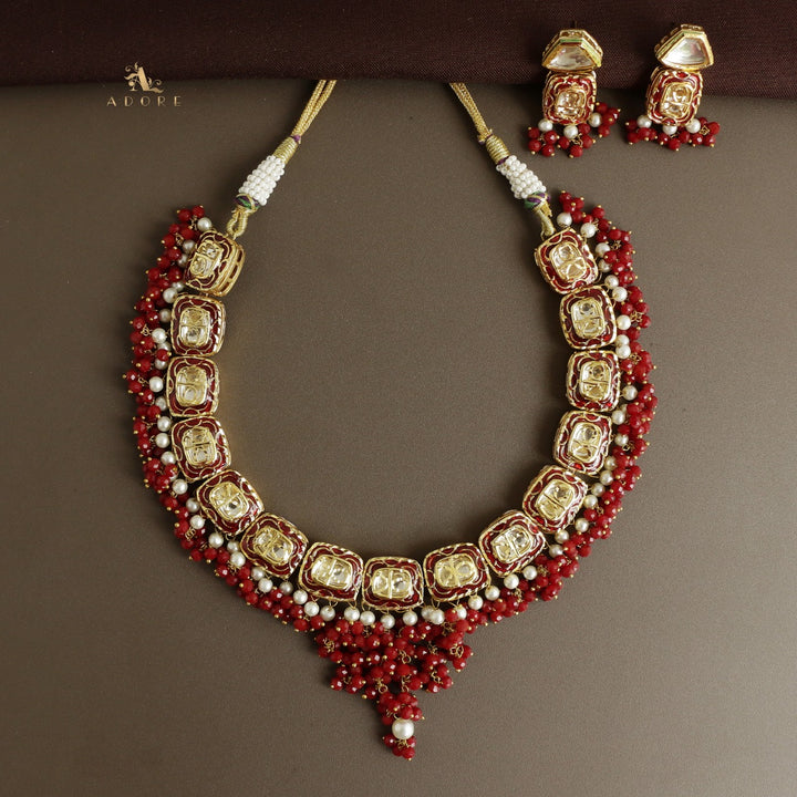 Vyusti Polki Kundan Neckpiece With Earring