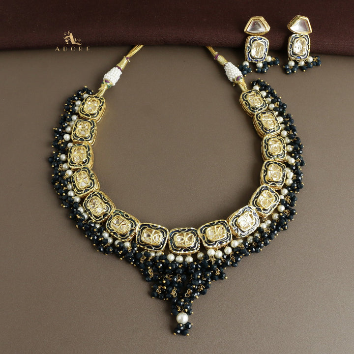 Vyusti Polki Kundan Neckpiece With Earring