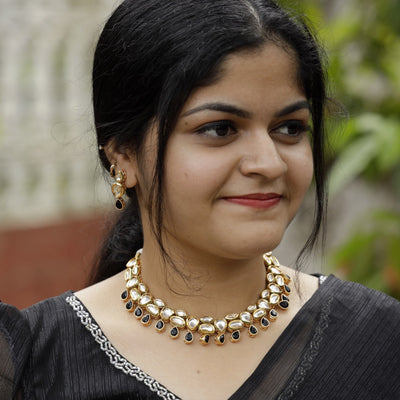 Meena Kundan Neckpiece With Earring