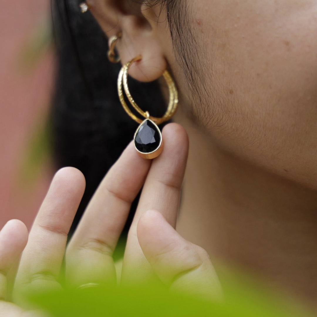 Textured Glossy Klo Mark 2 Layer Earring