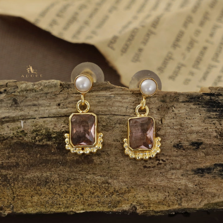 Riba Rectangle Glossy Pearl Earring
