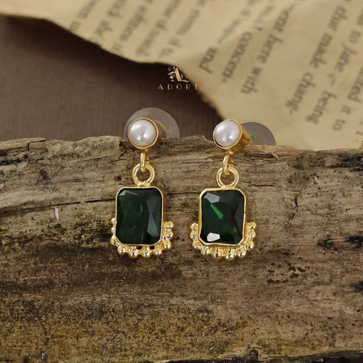 Riba Rectangle Glossy Pearl Earring