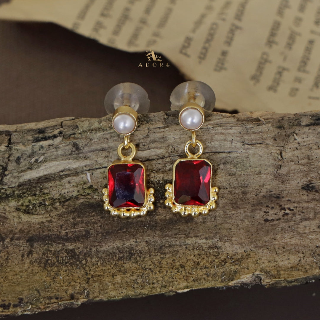 Riba Rectangle Glossy Pearl Earring