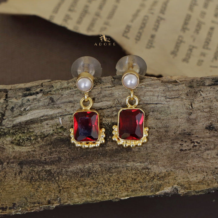 Riba Rectangle Glossy Pearl Earring