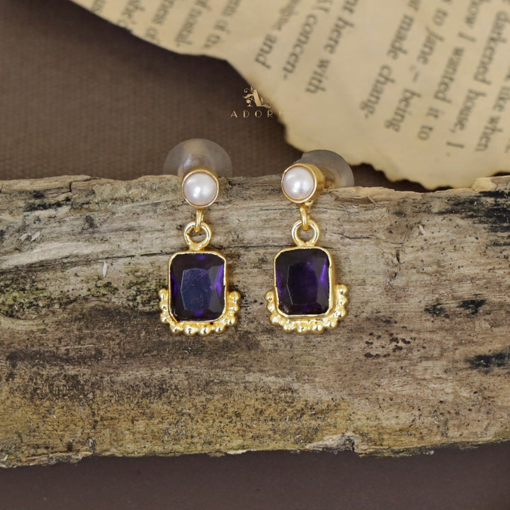 Riba Rectangle Glossy Pearl Earring