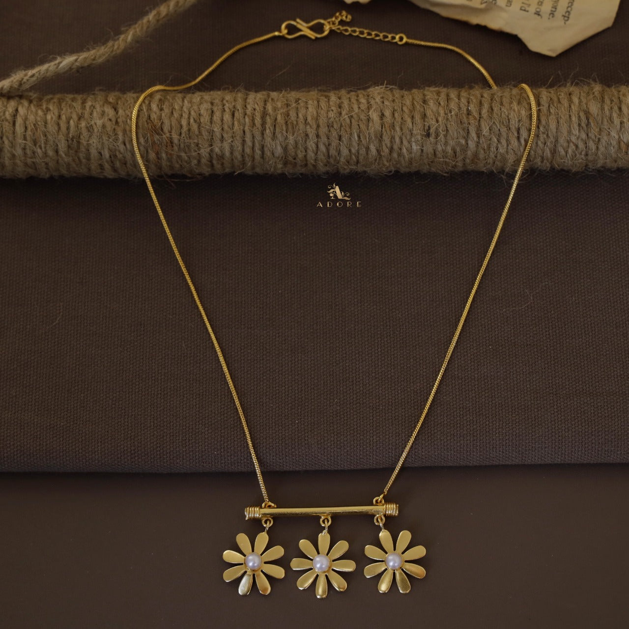 Midhila Flower Stick Pearl Neckpiece