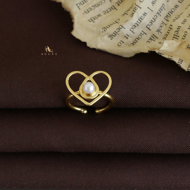 Golden Heart Pearl Ring