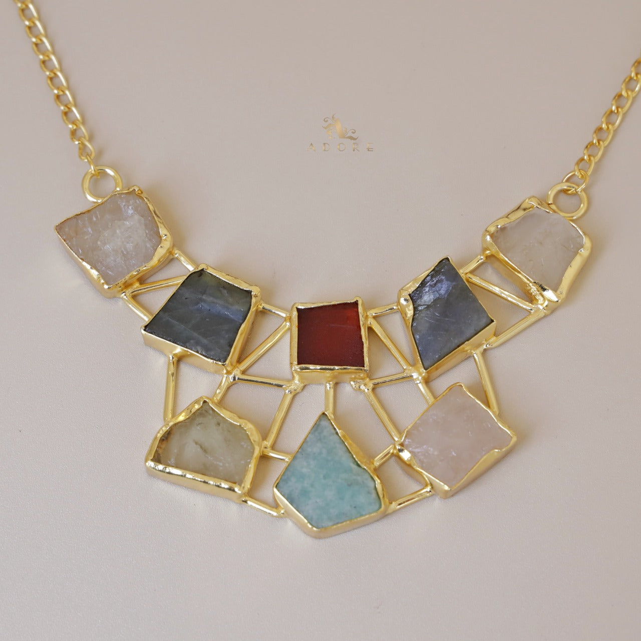 Multicolour Araiza Raw Stone Neckpiece