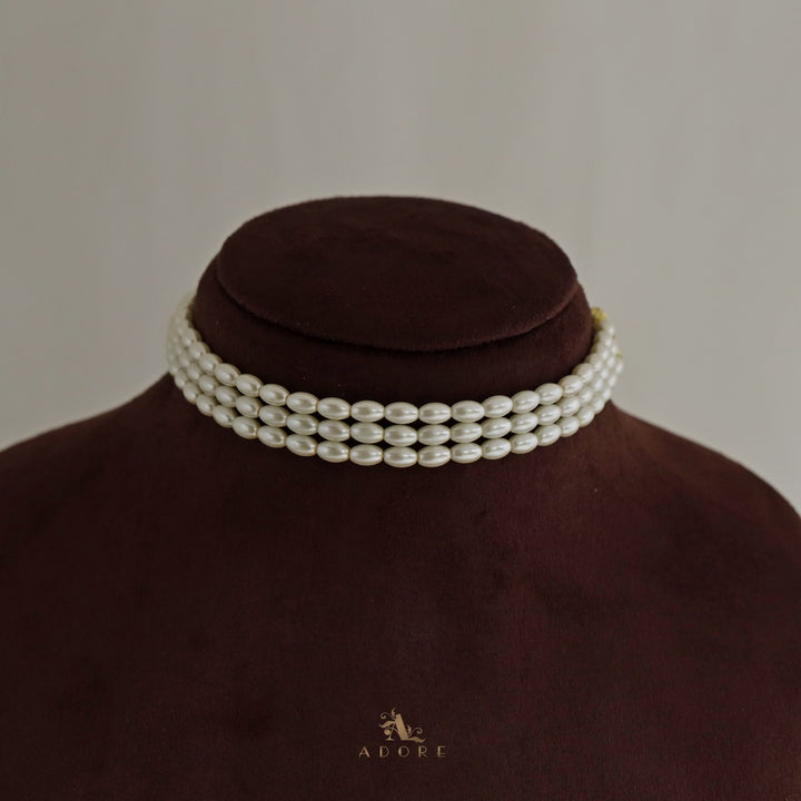 Rice Pearl 3 Layer Choker