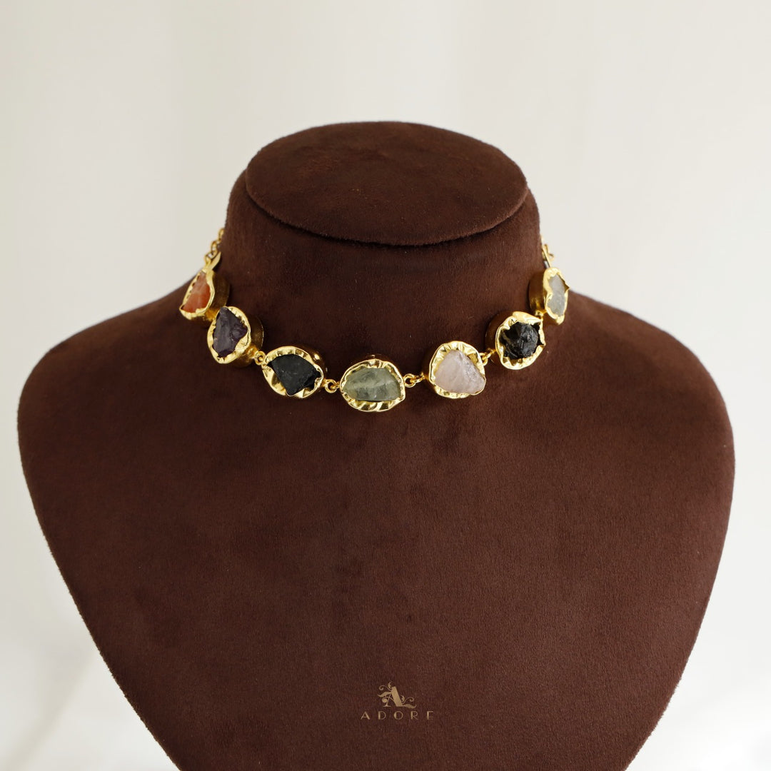 Mridula Golden One Layer 7 Stone Choker