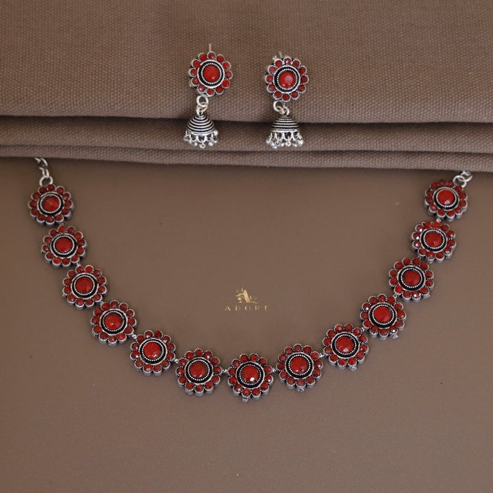 Hemanta Flower Neckpiece With Earring
