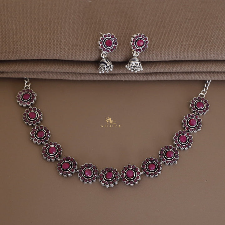 Hemanta Flower Neckpiece With Earring