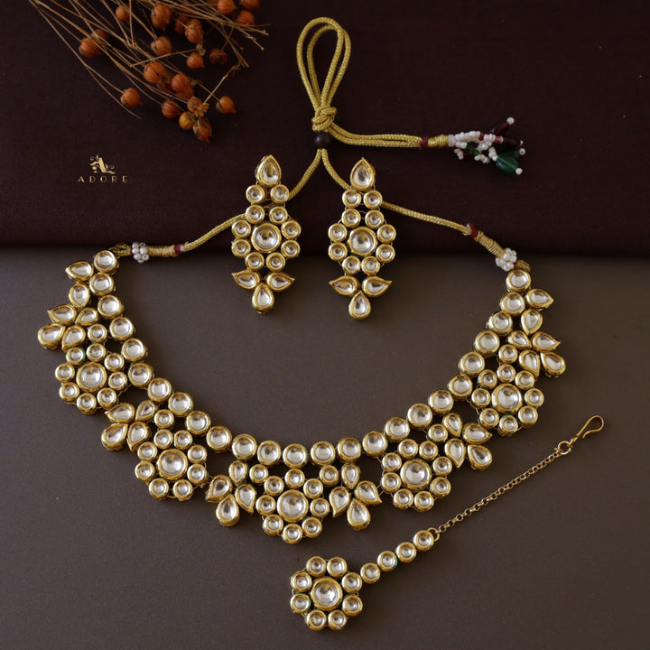 Nalandha  Kundan Neckpiece With Earring + Tikka