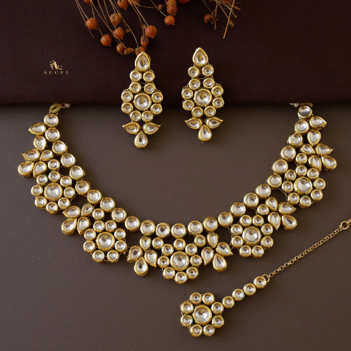 Nalandha  Kundan Neckpiece With Earring + Tikka