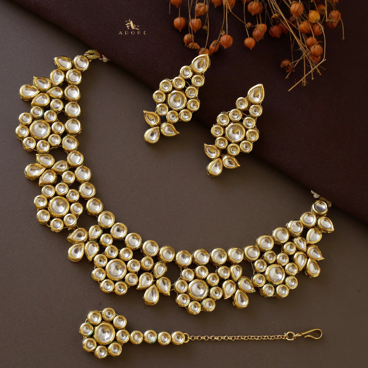 Nalandha  Kundan Neckpiece With Earring + Tikka