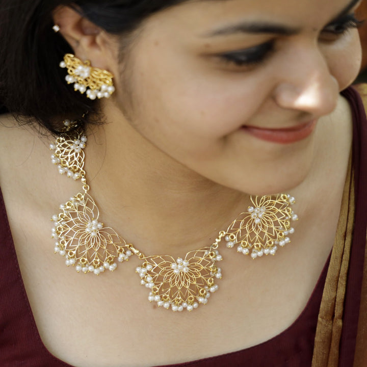 Dhana Golden Lotus Pearl Earring