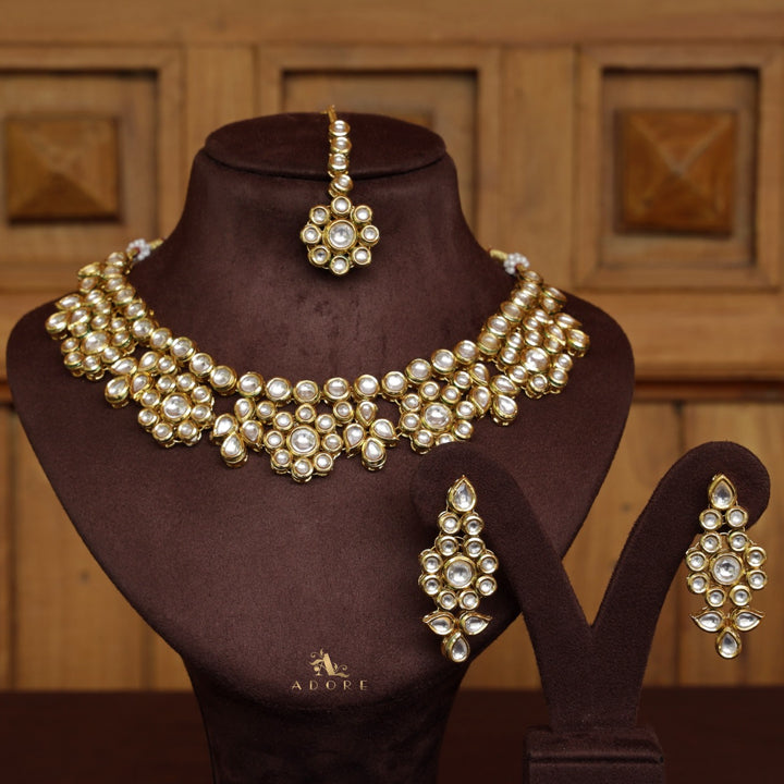 Nalandha  Kundan Neckpiece With Earring + Tikka