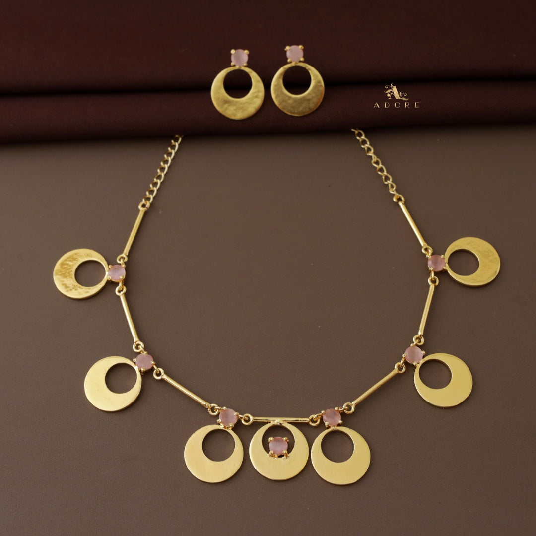Serena Circle Glossy Neckpiece With Earring