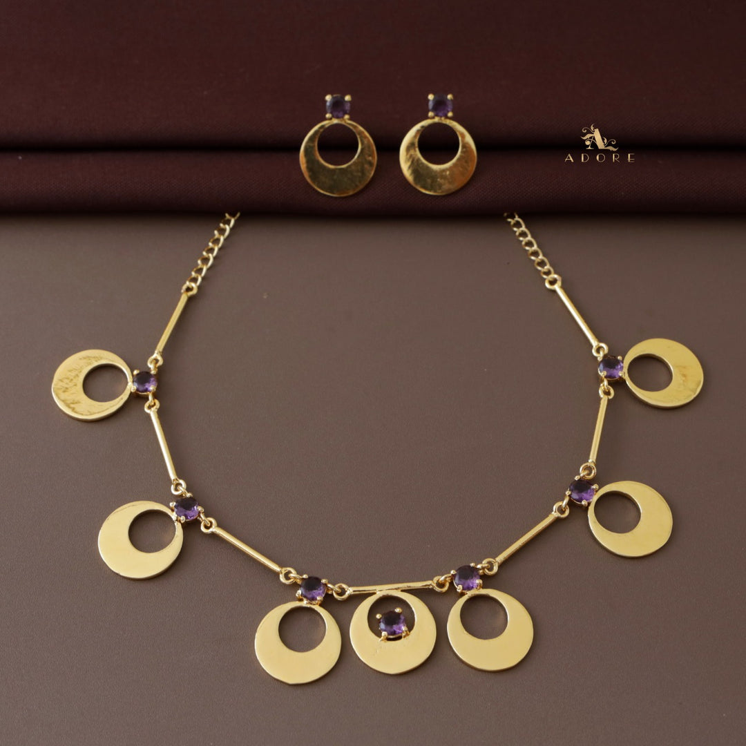 Serena Circle Glossy Neckpiece With Earring