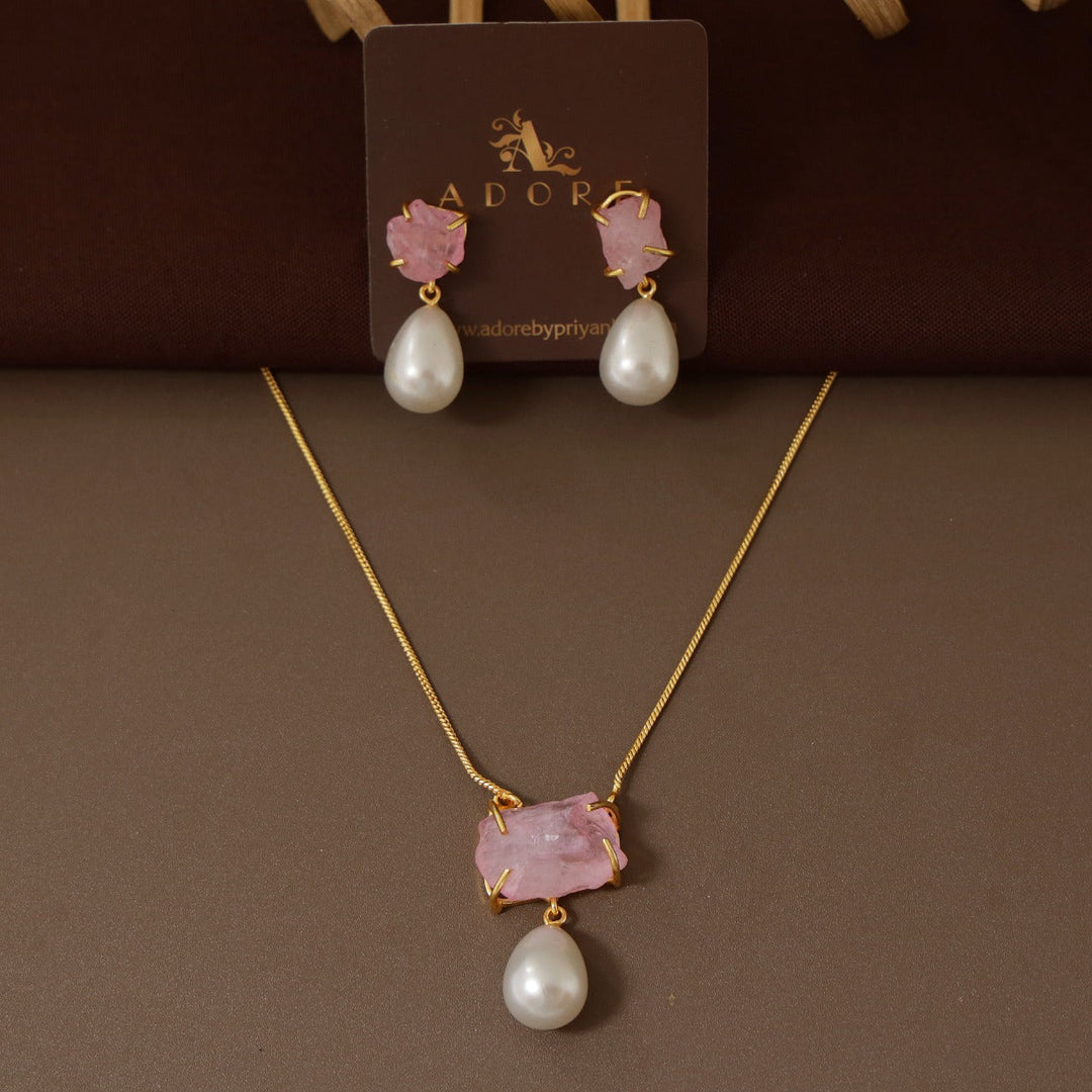 Jaime Dyed Stone Pearl Neckpiece With Earring