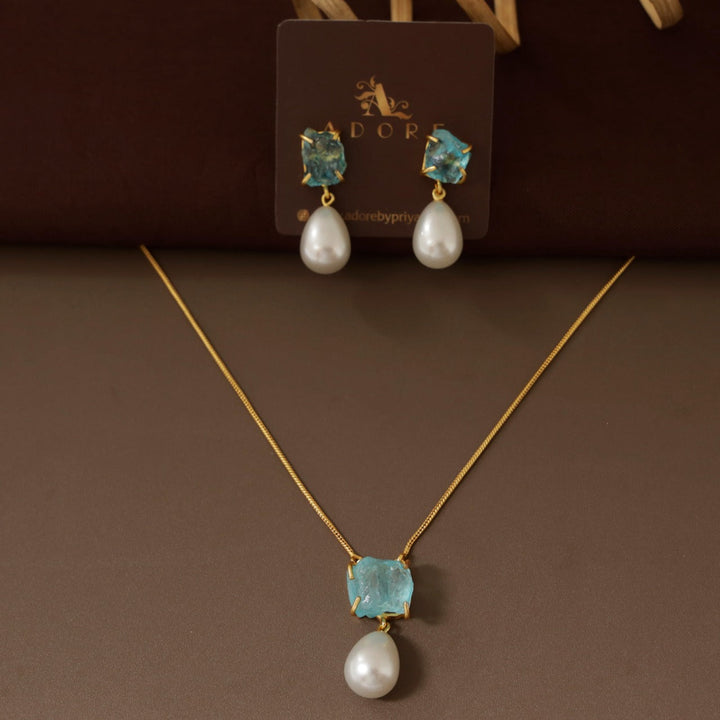 Jaime Dyed Stone Pearl Neckpiece With Earring