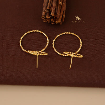 Textured Large Golden Owl Earring