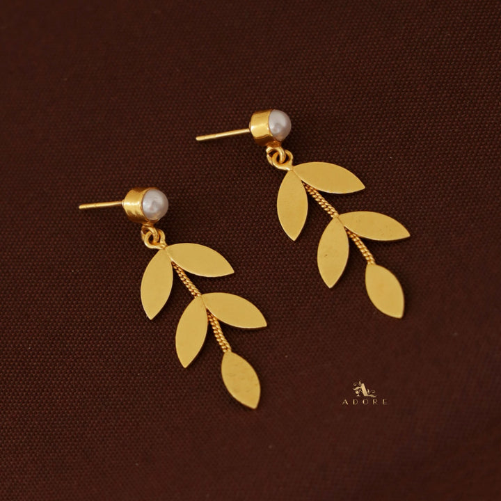Long Leafy Pearl Earring