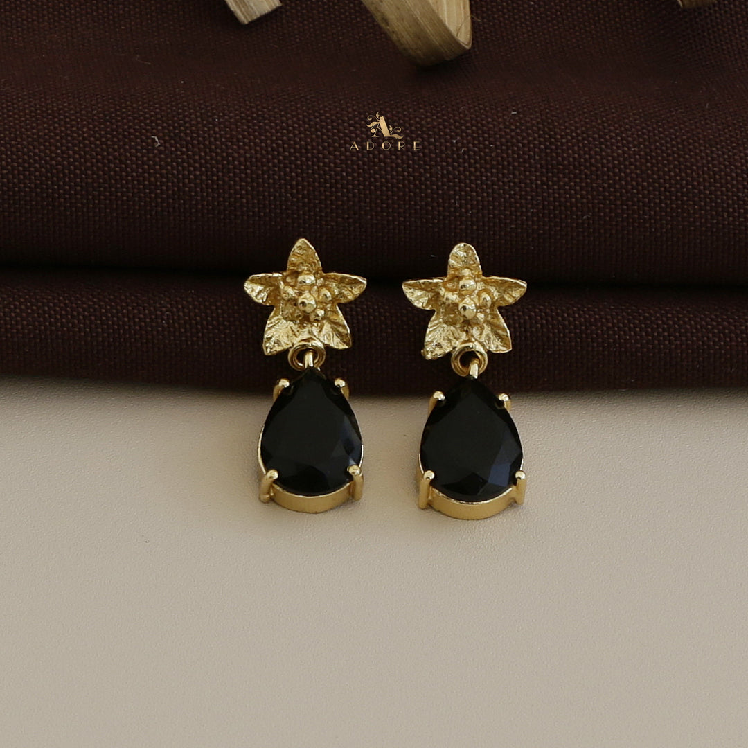 Golden Star Flower Glossy Earring