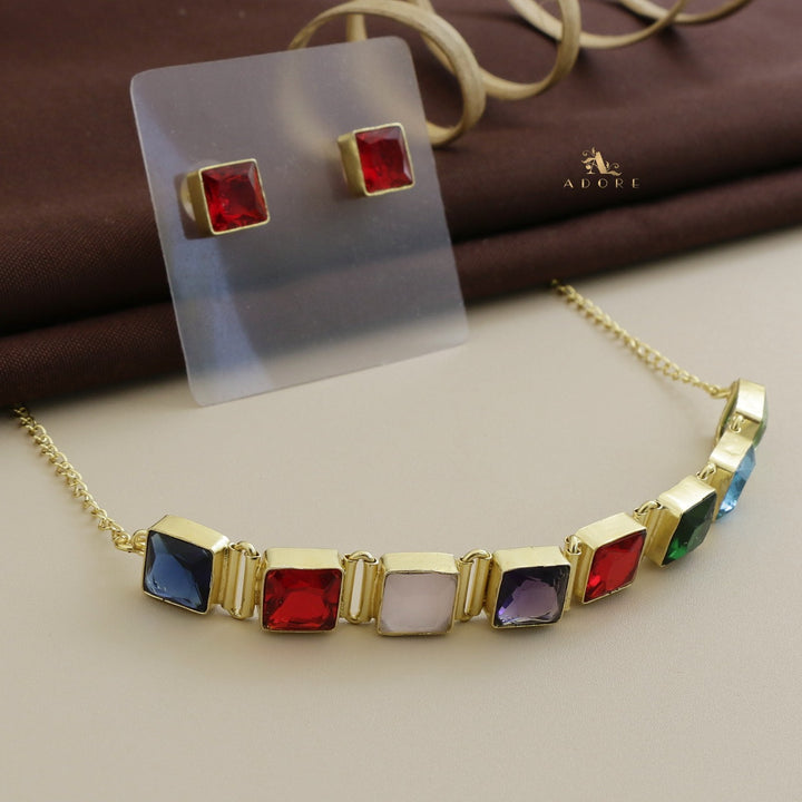 Volga Eighten Glossy Square Choker With Stud