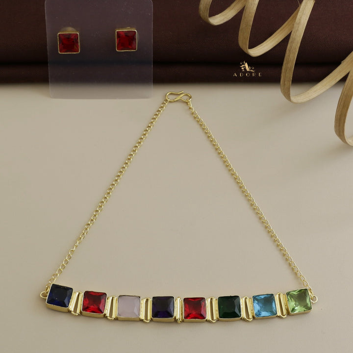 Volga Eighten Glossy Square Choker With Stud