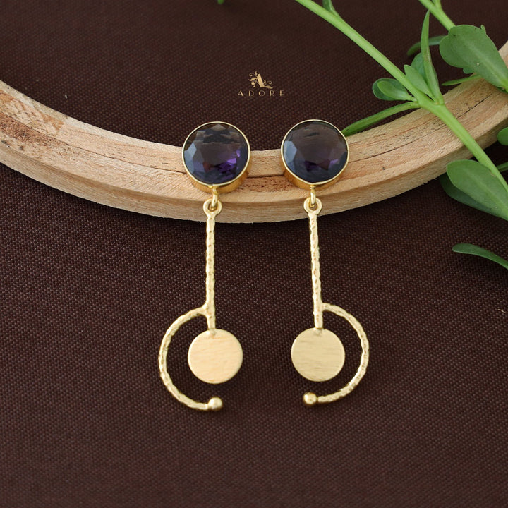 Textured Half Pendulum Glossy Earring