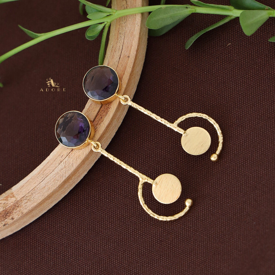Textured Half Pendulum Glossy Earring