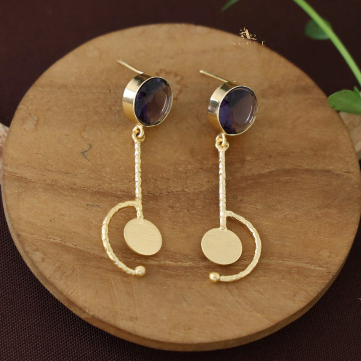 Textured Half Pendulum Glossy Earring