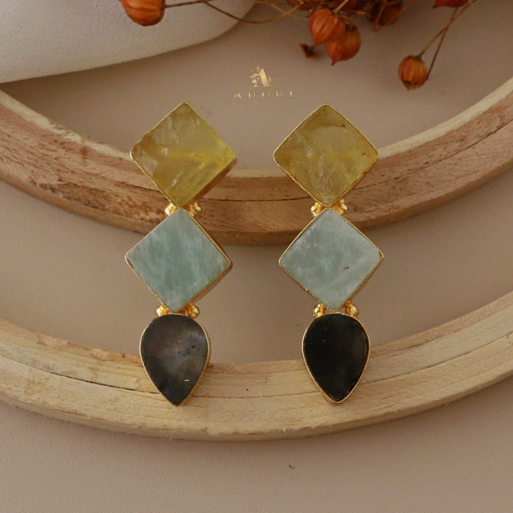 Akshita Raw Stone 2 Diamond Drop Earring