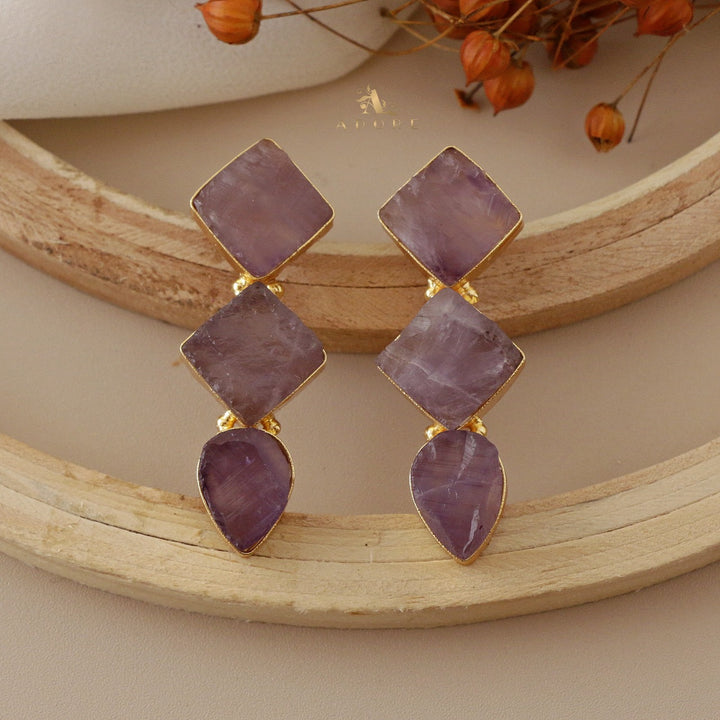Akshita Raw Stone 2 Diamond Drop Earring