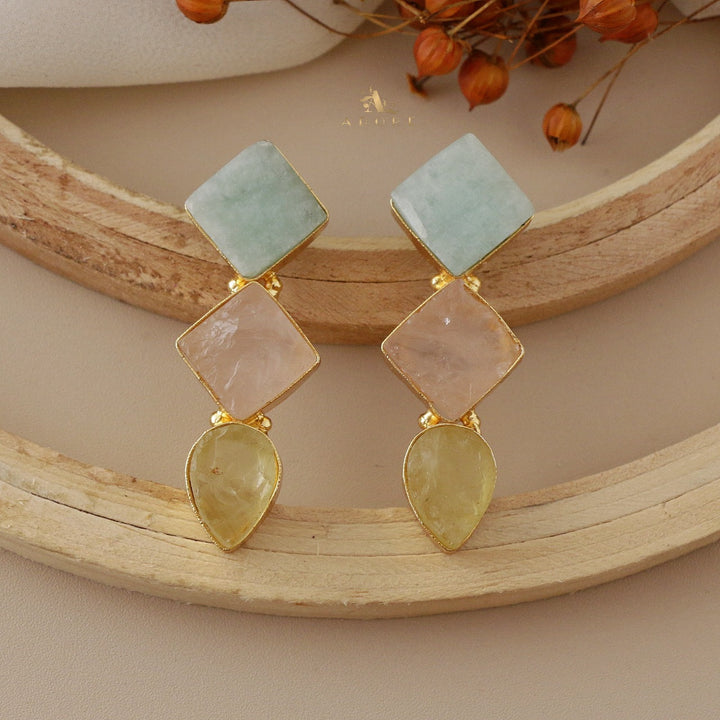 Akshita Raw Stone 2 Diamond Drop Earring