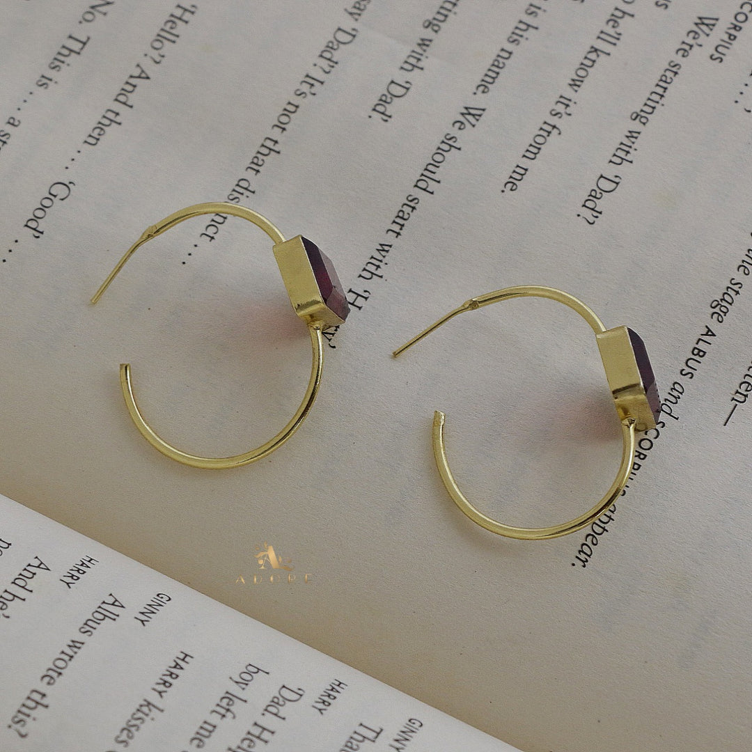 Lima Rectangle Glossy Hoop Earring